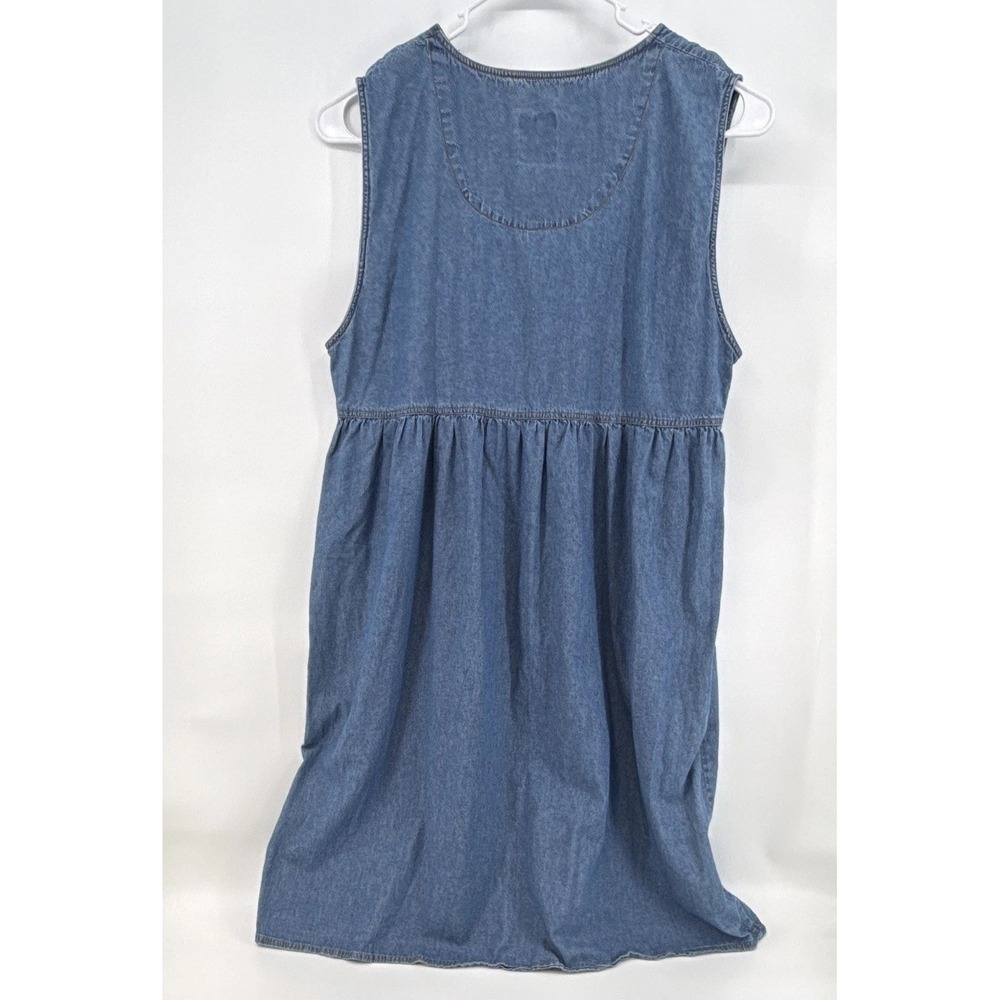 VTG denim maxi dress womens 3XL embroidered pockets grandmacore 90s mom folk - Picture 7 of 10